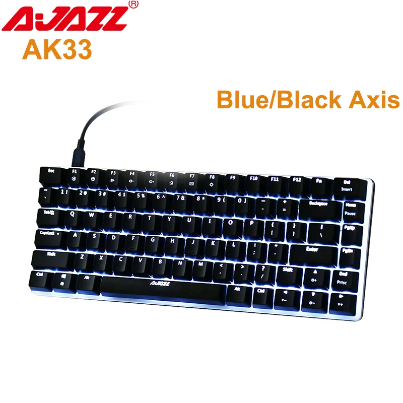 Оригинальный Ajazz AK33 подсветка Mechaincal игровая клавиатура синий переключатель 82