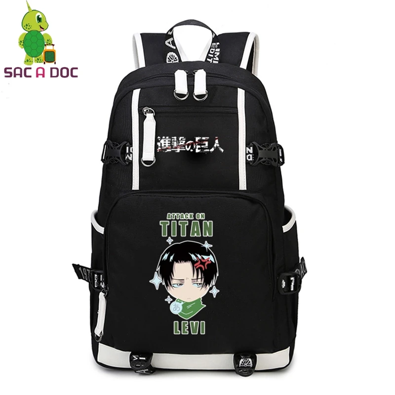 

Anime Attack on Titan Levi/Jiyuu No Tsubasa Backpack Student Schoolbag Women Men Casual Travel Bags Large Laptop Backpack