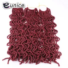 Eunice предварительно петлевые 1" крючком косы мягкие Faux locs Curly концы скрученные волосы для африканских дам натуральные синтетические косички