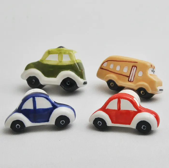 

Lovely Childlike Ceramic City Car Theme Cupboard Closet Cabinet Drawer Furniture Knob Handle For Nursery 4PCS/Set