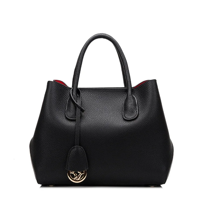 

Black Cowhide Genuine Leather Handbags Shoulder Tote Bags for Working Women 2019 Messenger Bag Office Lady Bolsas De Mujer GL025