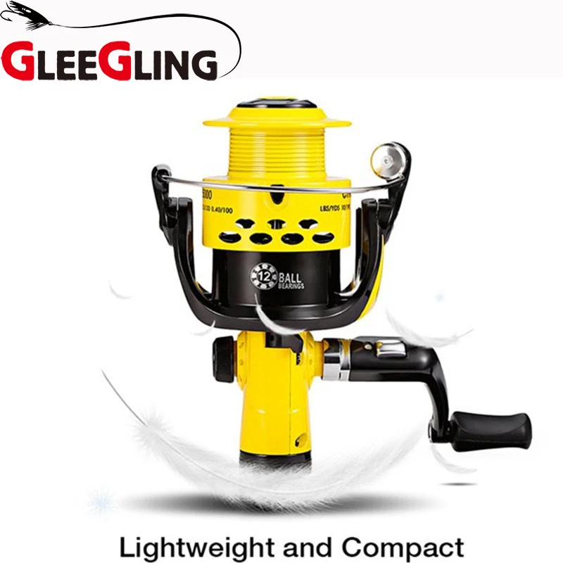 

GLEEGLING Lightweight 12BB Spinning Wheels Foldable 2000-7000 Series 5.5:1 Fishing Reel Plastic Spool Ocean Boat Fishing