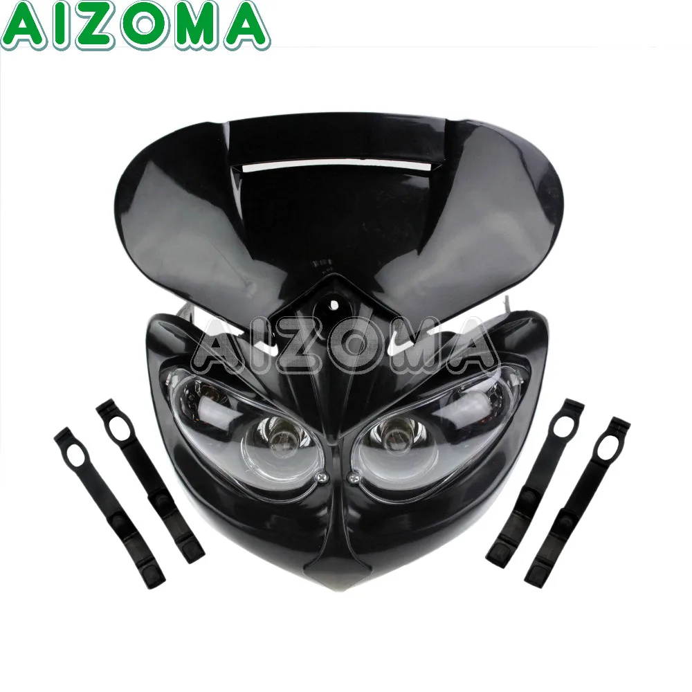 Black Motorcycle Universal Headlight 12v/20w Dual Sports Headlamp Fairing Kit For Honda Yamaha Suzuki Kawasaki Ducati Head Light