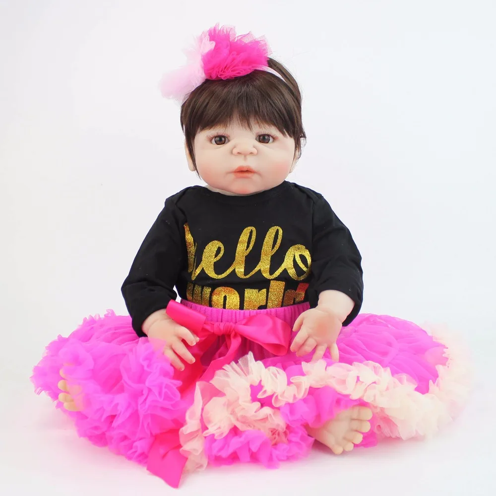 55 см полный силиконовые Reborn Baby Doll игрушка как настоящая девочка Bonecas винил новорожденных малышей Bebe игрушка для сна подарок на день рождения