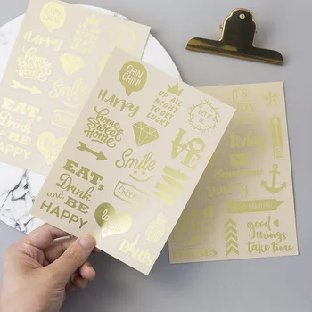 

4pcs Fromthenon Foil Gold Scrapbooking Stickers Diary Journal Clear Lebel Stickers Planner Accessories Journal Stationery