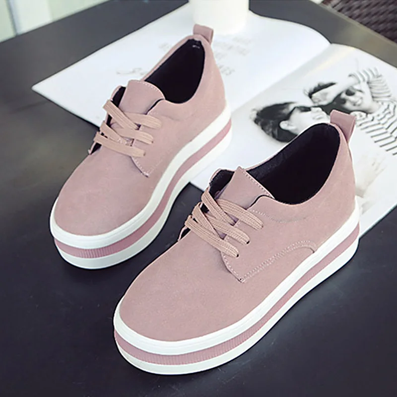 

2019 Women Creepers Shoes Women Flats Sneakers Breathable Women Platform Sneakers Lace Up Vulcanized Shoes Female Sneakers Shoes