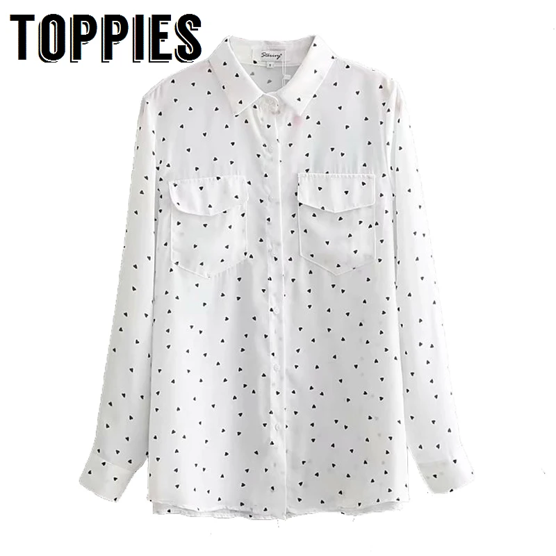 

2019 Love Printing Cute Shirt Office Lady Long Sleeve White Shirt Spring Summer Women Loose Oversize Blouses Tops Korean