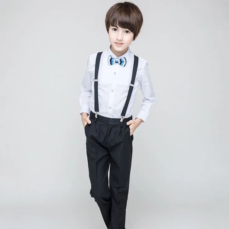 Комплект из 3 предметов: белая рубашка+ штаны+ галстук, Детский комплект, черная официальная одежда для мальчиков, костюмы для мальчиков, формальные KS-2069