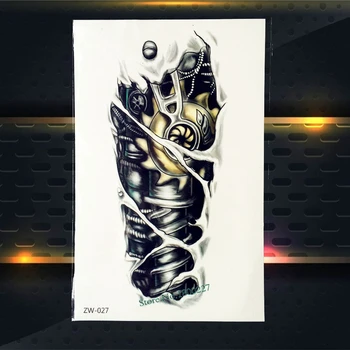 

1PC Hot Cool Mechanical Arm Tattoo Sleeve PZW27 Men Body Art Temporary Robot Arm Tattoo Sticker Waterproof Metallic Tatoo On Leg