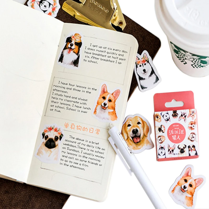 46 шт./кор. Kawaii Wang Dog наклейки для домашних животных клеящиеся сделай сам украшения