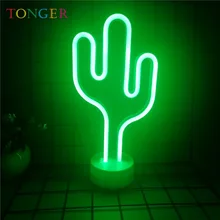 TONGER, неоновая Ночная лампа, настольная лампа, кактус, на батарейках, для праздника, светильник, праздничные, вечерние, свадебные, Декор, Рождественское украшение