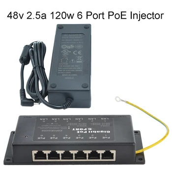 

Wall mount 6 Port Gigabit Power over Ethernet PoE Injector GPOE-6-48v120w Power IP Camera WiFi AP