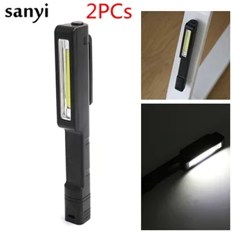 

2PC/lot Super Bright LED Inspection Light Lamp Pen Shape Pocket Clip Work Hand Torch Flashlight with Magnet Lanterna Light Shock