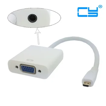 

White Micro hdmi input to VGA female output with 3.5mm Audio projector monitor adapter for tablet & mobile phone