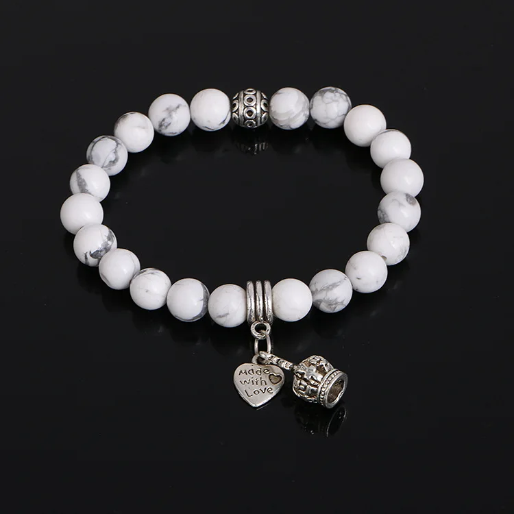 

Free Shipping Natural Stone Bracelet & Bangle white Lava Turquoise Buddha Tiger Eye Beads Bracelets with Elastic Rope