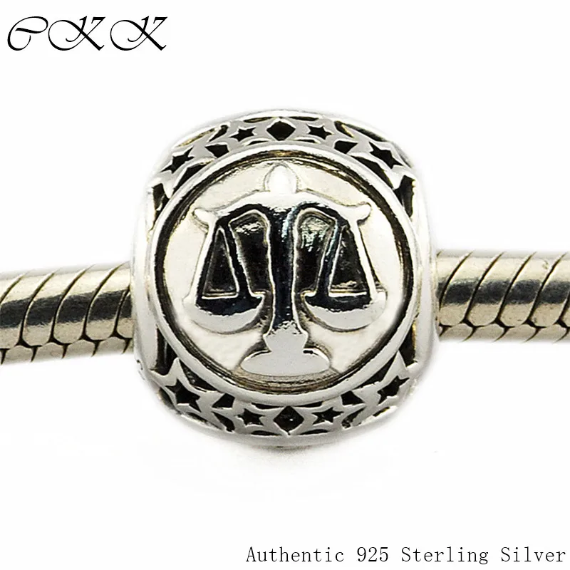 

100% 925 Sterling Silver Libra Star Sign Charm Beads for Jewelry Making Fit Charms Bracelets & Necklaces DIY YL421