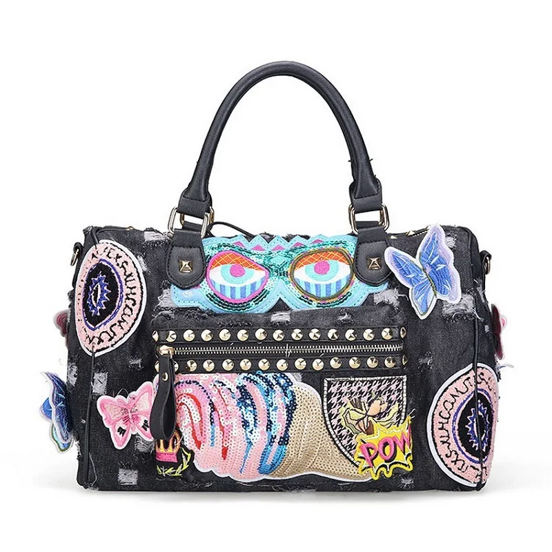 Caker Brand Casual Fashion Women Tote Butterfly Large Big Denim Bag Lady Handbag Jeans Tote Bag Vintage Women's Shoulder Bags Caker Brand Casual Fashion Women Tote Butterfly Large Big Denim Bag Lady Handbag Jeans Tote Bag Vintage Women's Shoulder Bags