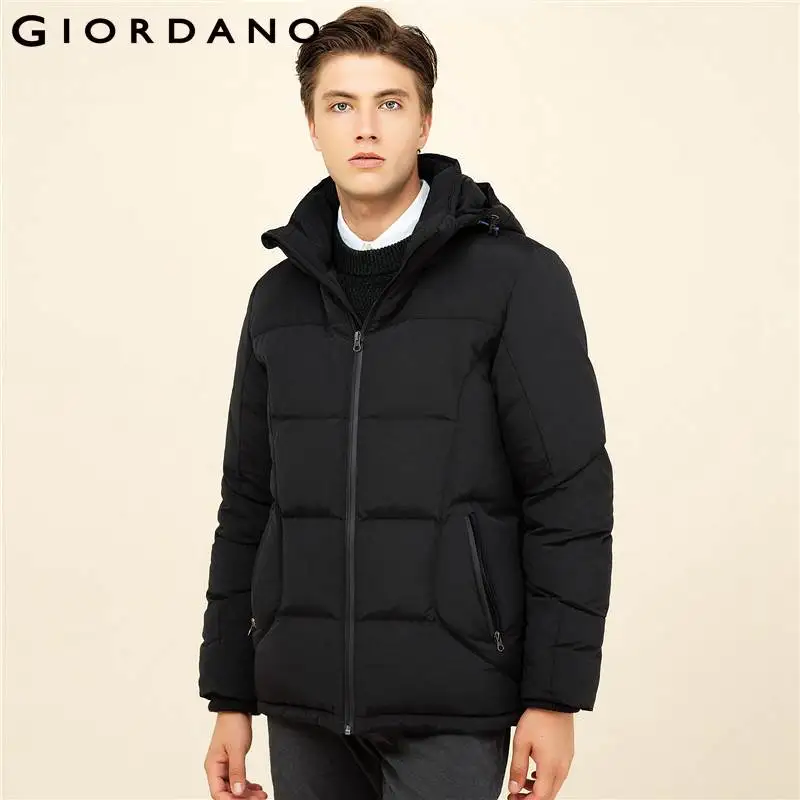 Giordano Men Down Jacket Detachable Hood Down Jacket Fashion design Outwear Stylish Long Sleeve 