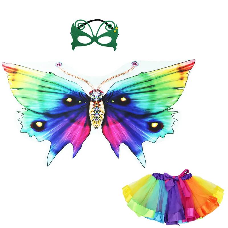 

Special Fairy Butterfly Wing Mask Skirt Girls Play Miraculous Kids Costume Party Children Day Summer Toys Suit Costumes
