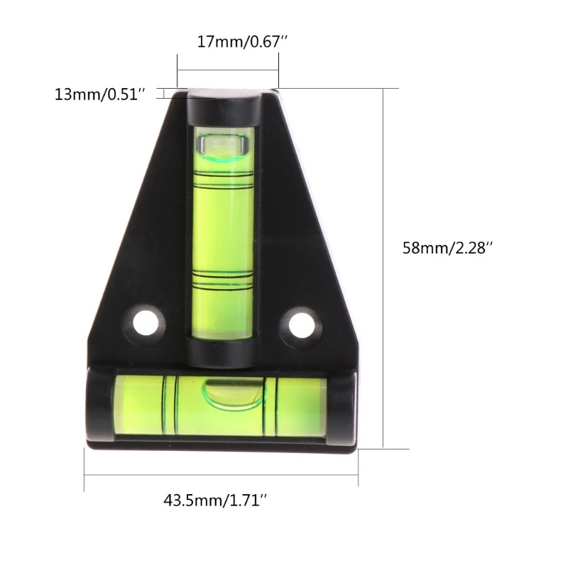 1 шт. T тип пузырьковый спиртовой уровень измерительное устройство треугольный пластиковый индикатор
