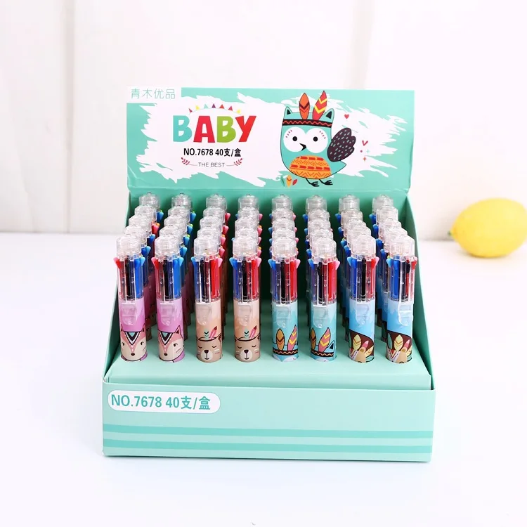 

40pcs/1lot Kawaii Ballpen 8 color rainbow Indian style Story Ballpoint Pens School Stationery Writing Supplies Office Supplies