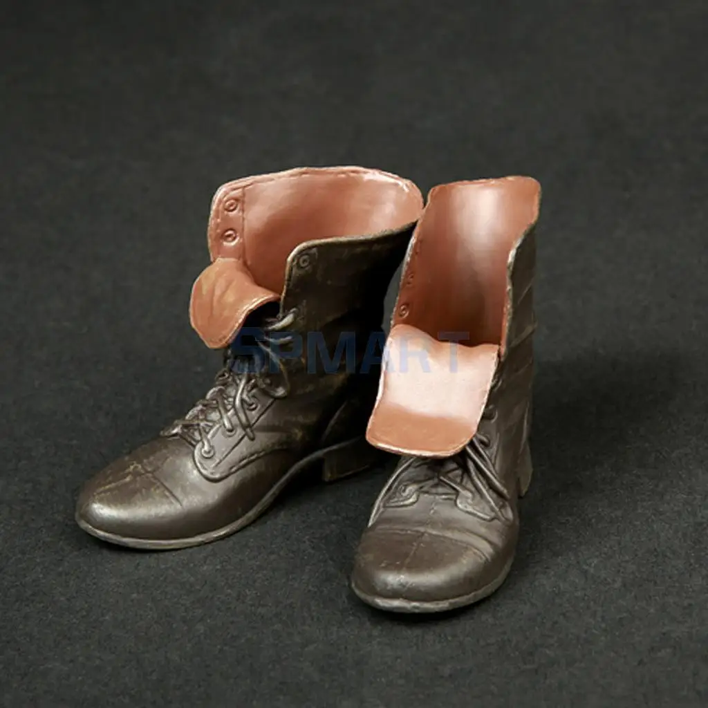 2 Pairs 1/6 Scale Rubber Made Leather Ankle Boots For 12