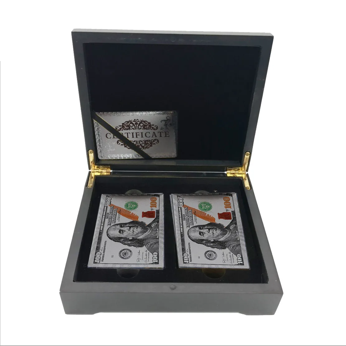

Table Game Fun Gifts Usd 100 Double Silver Playing Card In Wooden Box Personalized Gifts
