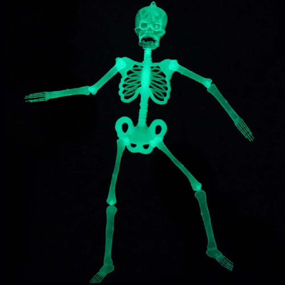 Cosplay&ware 1pc Horror Luminous Movable Skull Skeleton Halloween Glow Evil Party Favors Eve Scary Decoration -Cosplayware Store