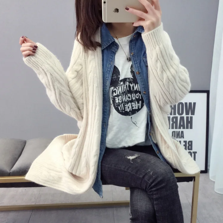 Harajuku Cardigan Women's Sweater Autumn Winter Long Cardigan Coat 2019 New Fashion Women's Clothing Twist Ladies Sweater (22)