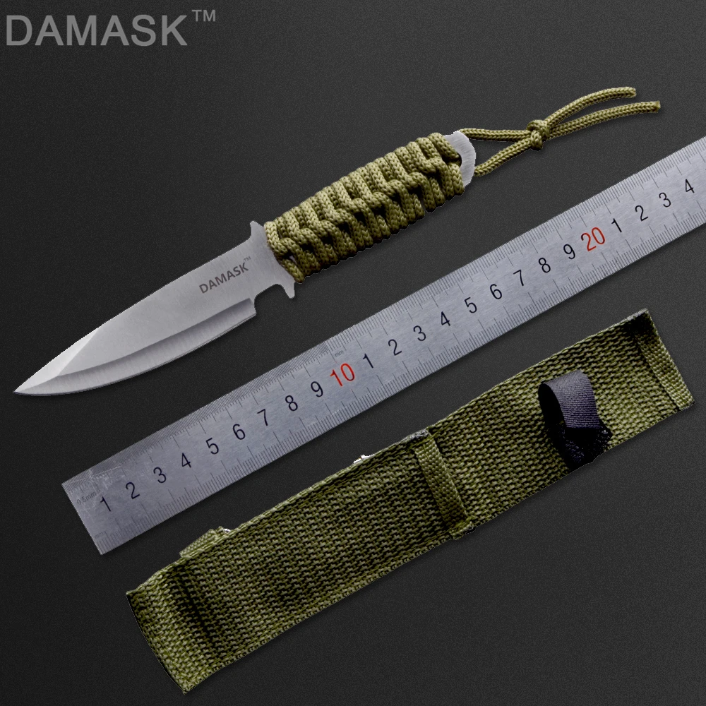 DAMASK Stainless Steel Fixed Blade Tactical Knife 3.5 Inch Outdoor