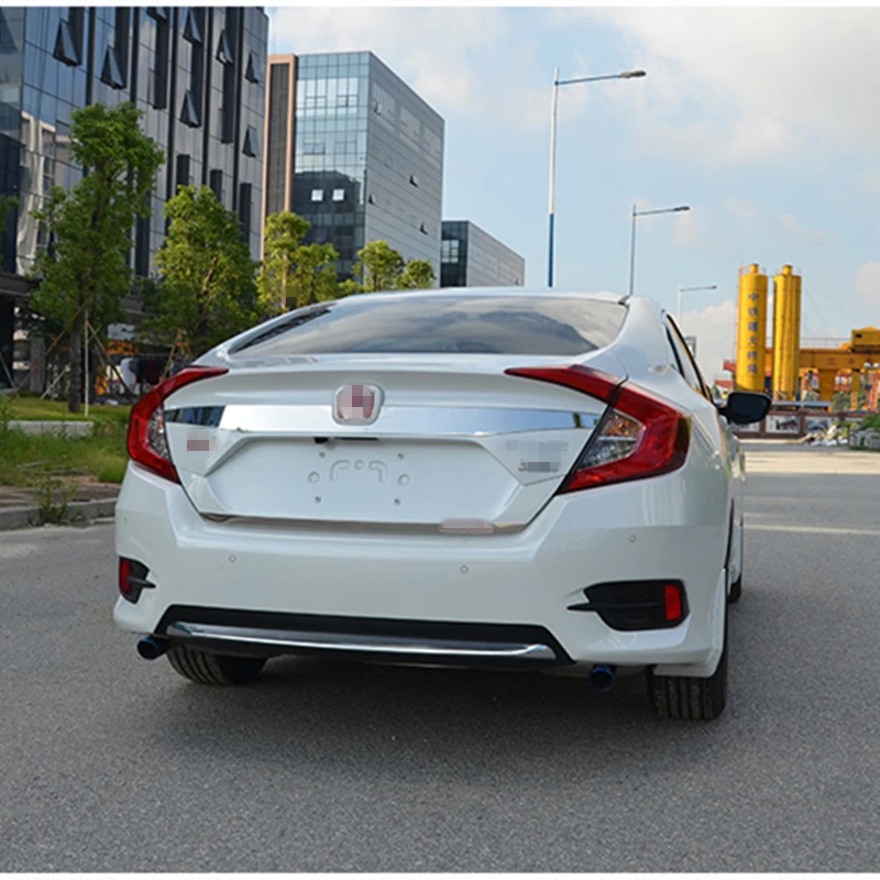 Накладка на задний бампер для Honda Civic 2016 2017 2018 10 го поколения ABS хром/нержавеющая