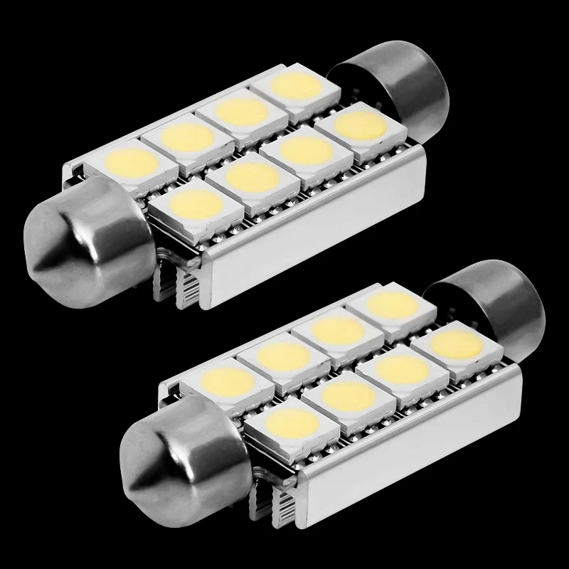 2 шт. 42 мм C5W C10W canbus без ошибок гирлянда 8 светодиодов 5050 smd автомобильный номерной