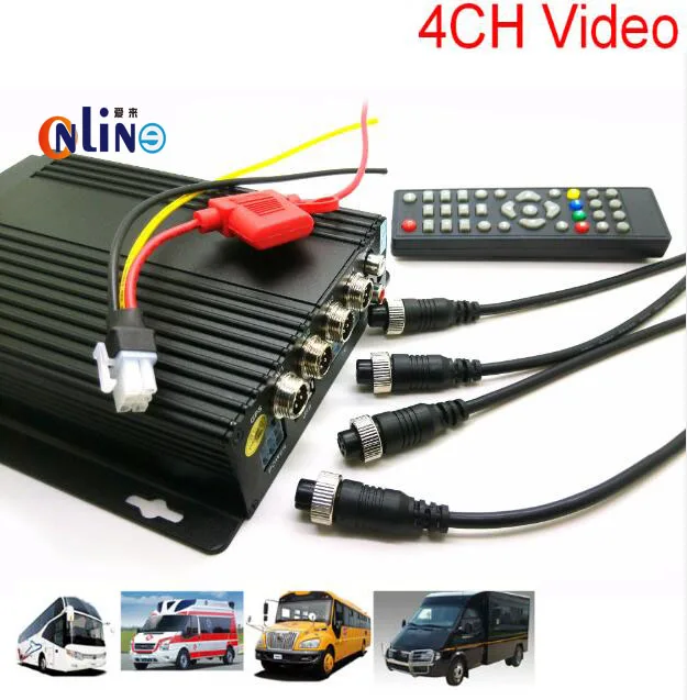 

MINI Realtime auto Car Mobile DVR 4CH Video/Audio Input H.264 AVI with IR Remote Controller Encrption