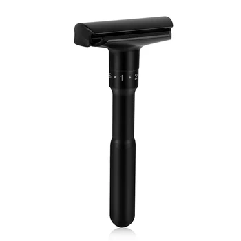 

QShave Cool Black Luxurious Adjustable Safety Razor Double Edge Classic Safety Razor Men Shaving Mild to Aggressive