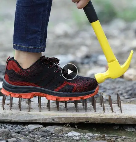 

Men's Breathable Steel Toe Cap Safety Shoes Men Outdoor Anti-slip Steel Puncture Proof Construction Boots Work Shoes