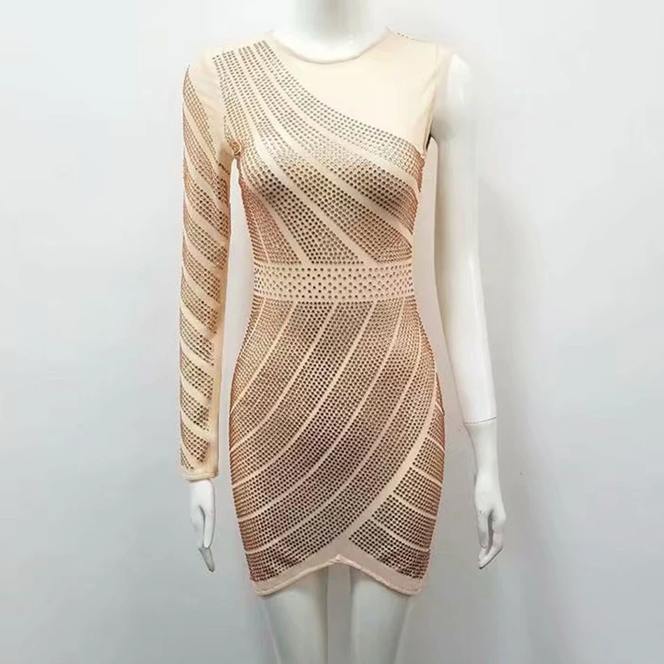 Manga-Longa-de-alta-Qualidade-de-Um-Ombro-Moda-Vestido-Brilhante-Dia-de-Festa-Mini-Vestido (2)