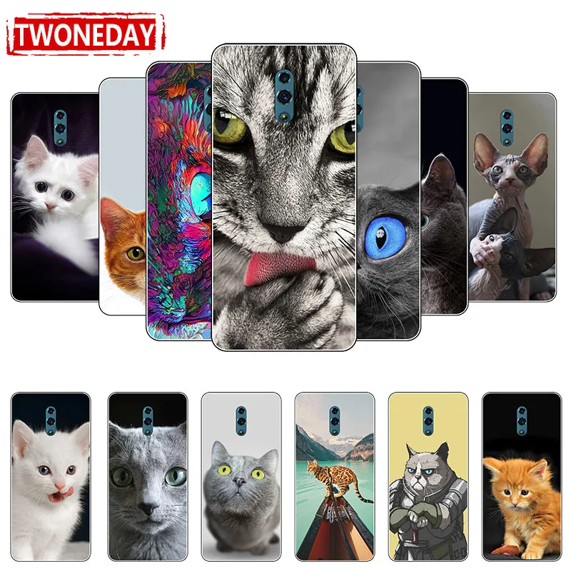 

Silicone Cases For OPPO Reno Case 6.4" Cute cat Soft Phone Case on For OPPO Reno CPH1921 OPPOReno Back Cover Bumper Coque