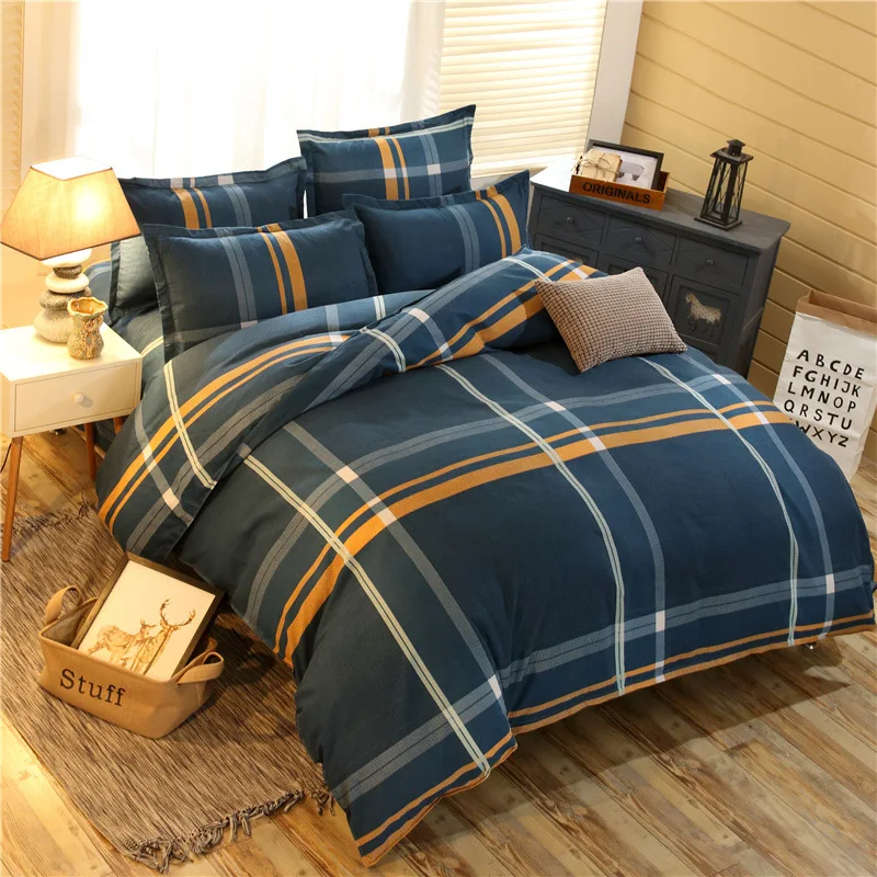 small plaid colorful bed linen set pink striped bedding set queen