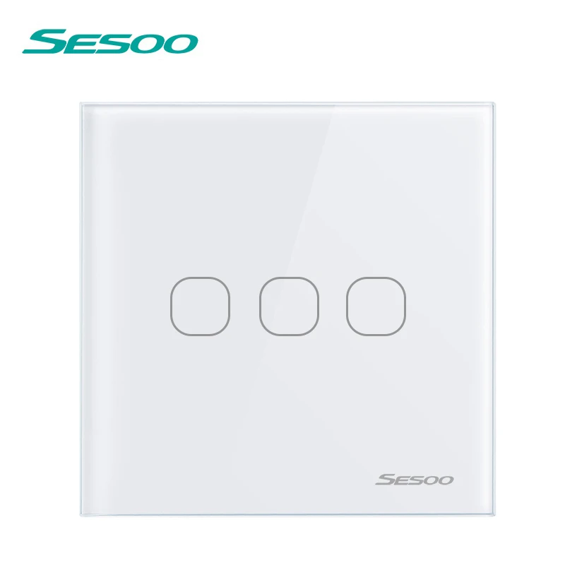  SESOO Remote Control Switch 1/2/3 Gang 1 Way Smart Wall Touch Light Switch LED Indicator Crystal Te - 32354967712