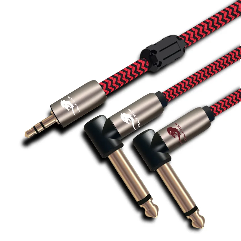 3.5mm 1/8" TRS to Dual 6.35mm 1/4" TS Mono Stereo Audio Cable Speakers