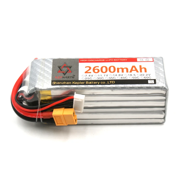 RC Lipo батарея 6S 22 2 V 2600mAh 25C 35C 60C литий полимерный аккумулятор для автомобиля