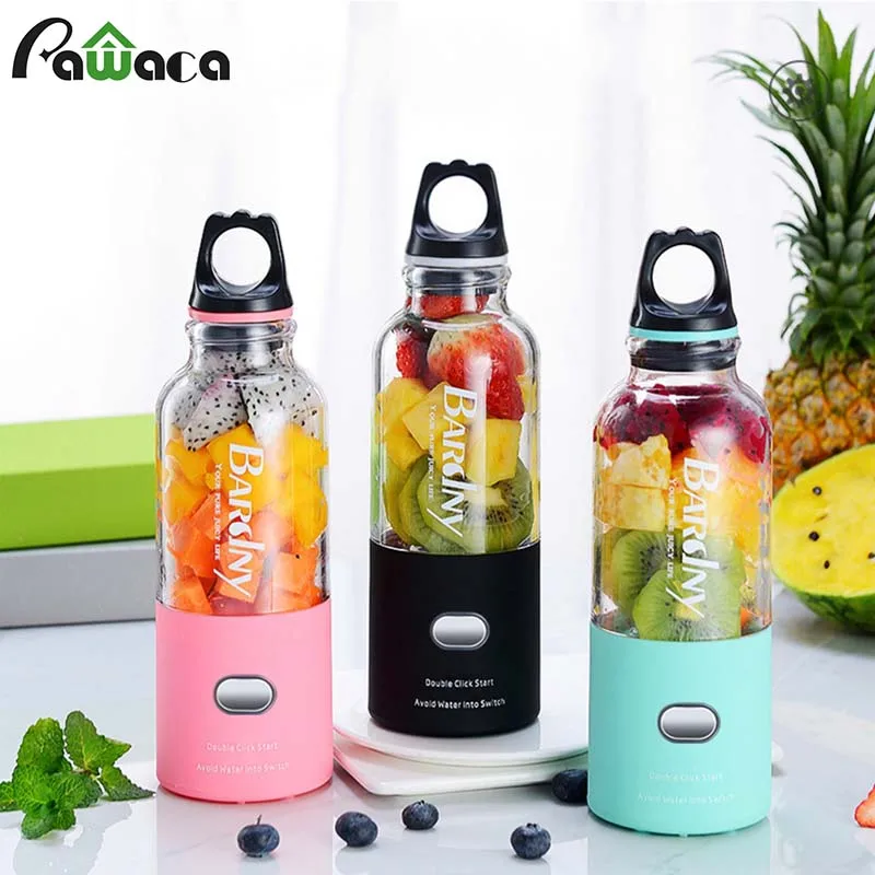 

Portable Electric Juicer Blender USB Rechargeable Juicer Cup Mini Travel Blender Household Fruit Mixer with Six Blades 500ml