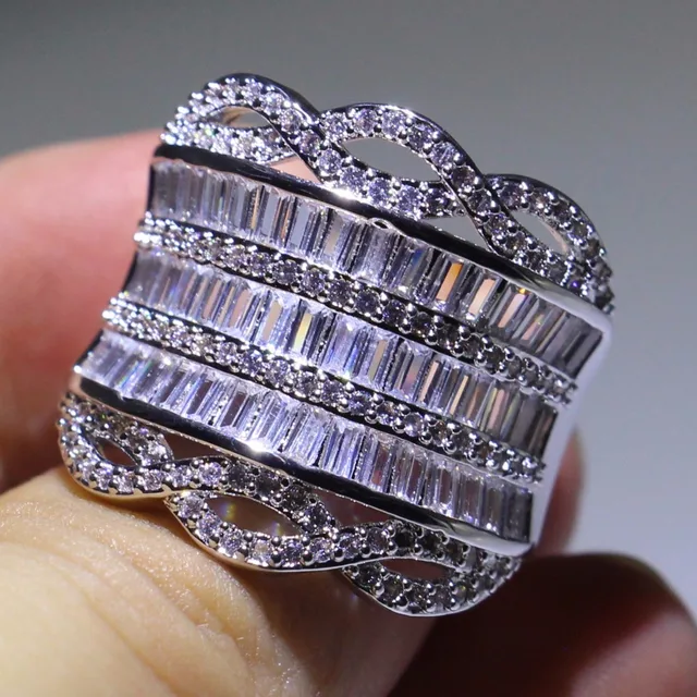Luxury Jewelry Unique 925 Sterling Silver Full Stack 5A Cubic Zirconia