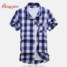 Для мужчин рубашки в клетку плюс Размеры m-7xl летние шорты бренд рукав хлопок мода Slim Fit Платье года Рубашки для мальчиков sl-g029