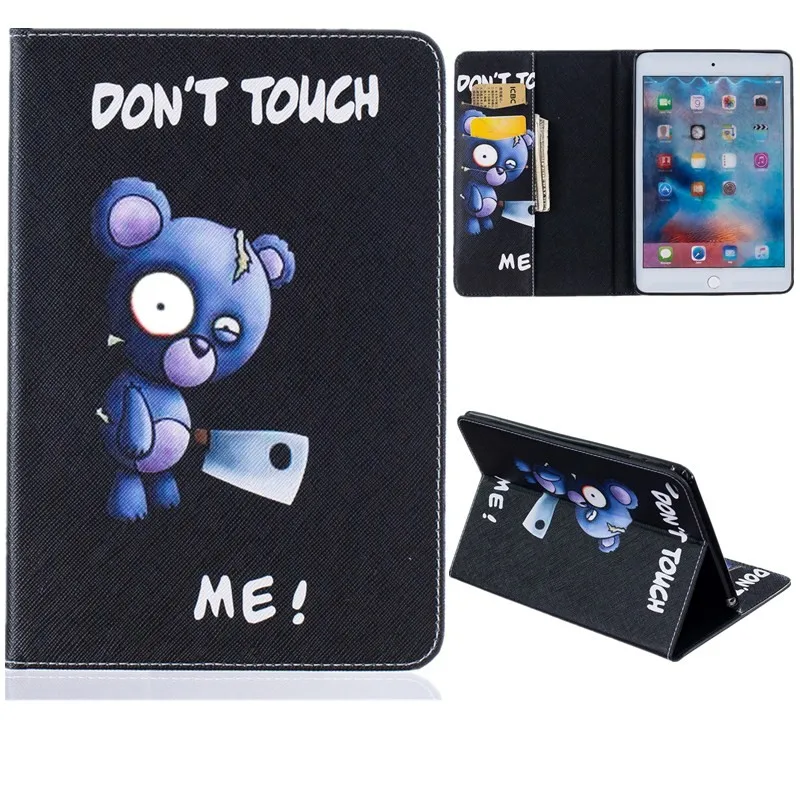 Cute Bear Pig Wallet Case For  Ipad Mini 4 Case Kids Beautiful Butterfly Flower PU Leather Stand Pocket Tablet Cover Case 7 (30)
