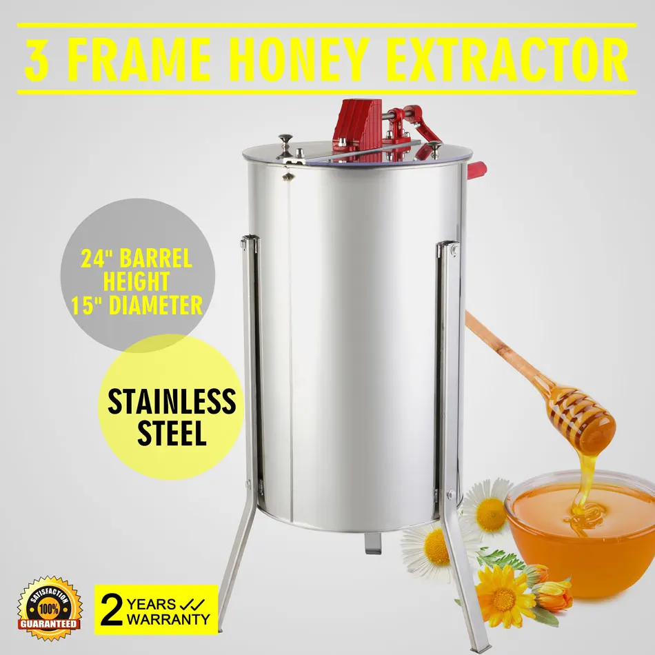 

Free shipping for EU Honey Extractor Manual Honeycomb Spinner 3 Three Frame Stainless Steel Beekeeping Accessory