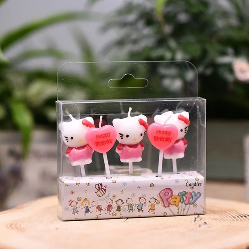 1 Pc Kawaii Hello Kitty Candles With Heart Kids Birthday