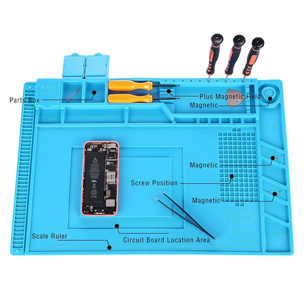 

Mayitr 1pc Heat-resistant Soldering Mat Silicone Magnetic Solder Pad Desk For BGA Repair Tools