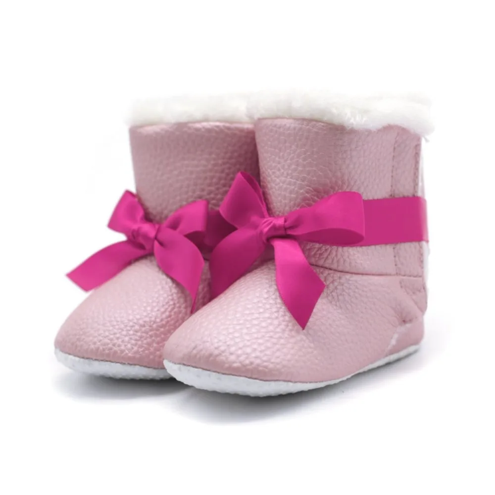 Теплая зимняя одежда для девочек, сапоги "Принцесса", для тех, кто только начинает ходить мягкая подошва Нескользящие пинетки с большой попой новорожденных Дети обувь