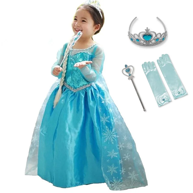

2019 Baby Elsa Dresses For Girls Princess Anna Elsa Costume Birthday Party Cosplay Elza Vestidos Fantasy Children Girls Clothing